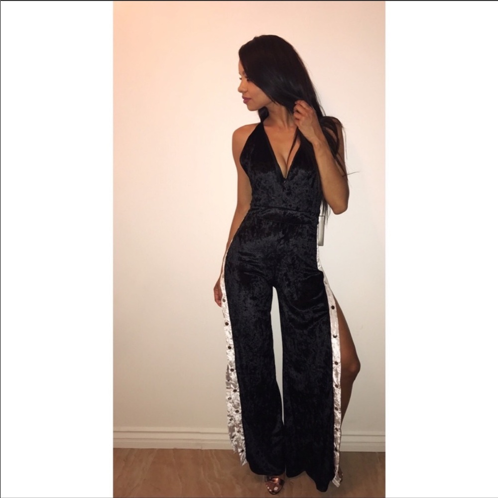 Velvet Slit Jumpsuit